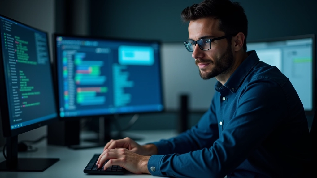 IT security specialist configuring VPN and encryption tools on secure workstation